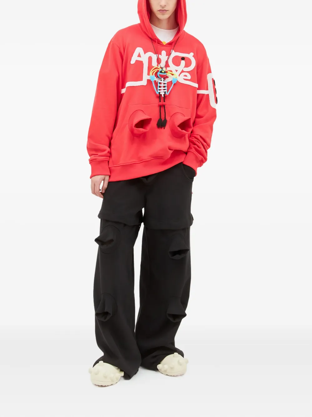 Walter Van Beirendonck Hoodie met grafische print en zak Rood