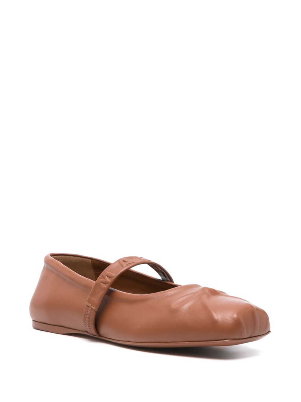 Marni logo-embossed ballet flats Brown