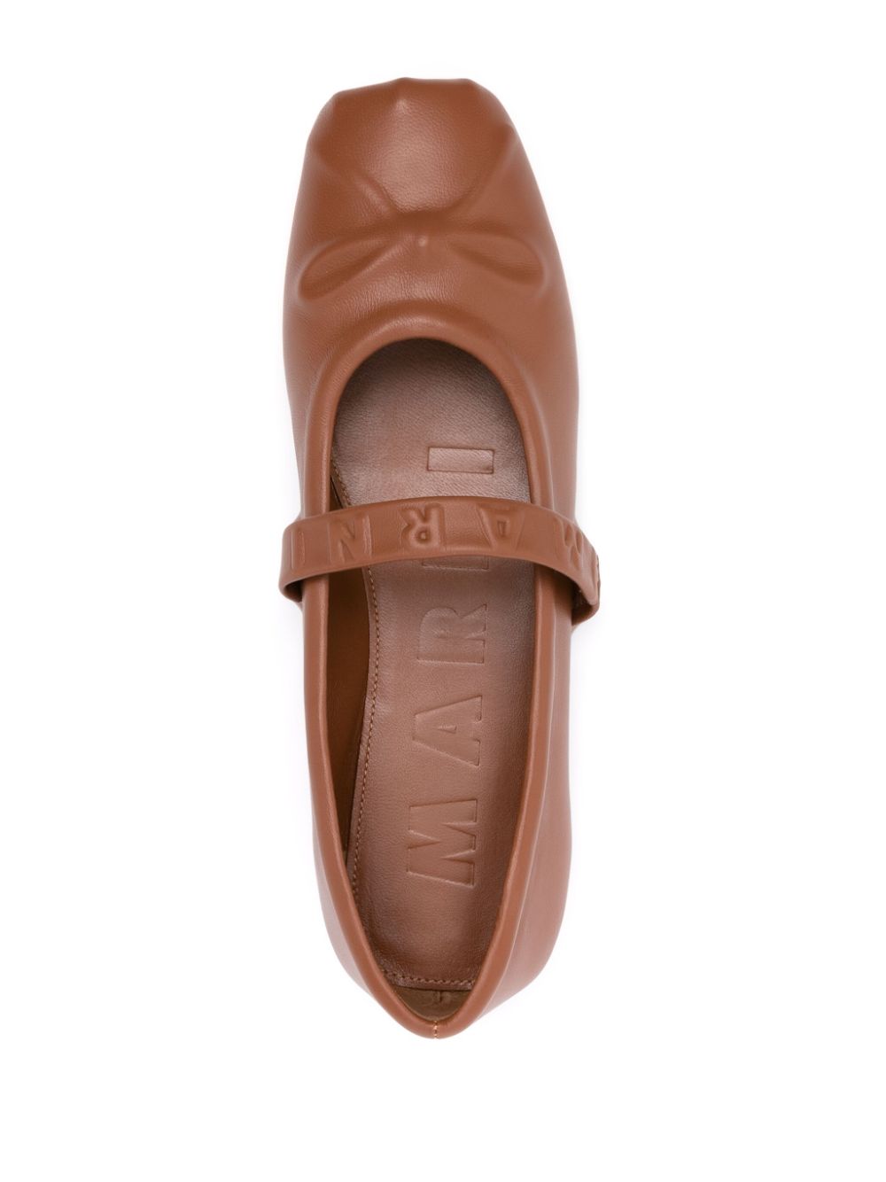 Marni logo-embossed ballet flats Brown