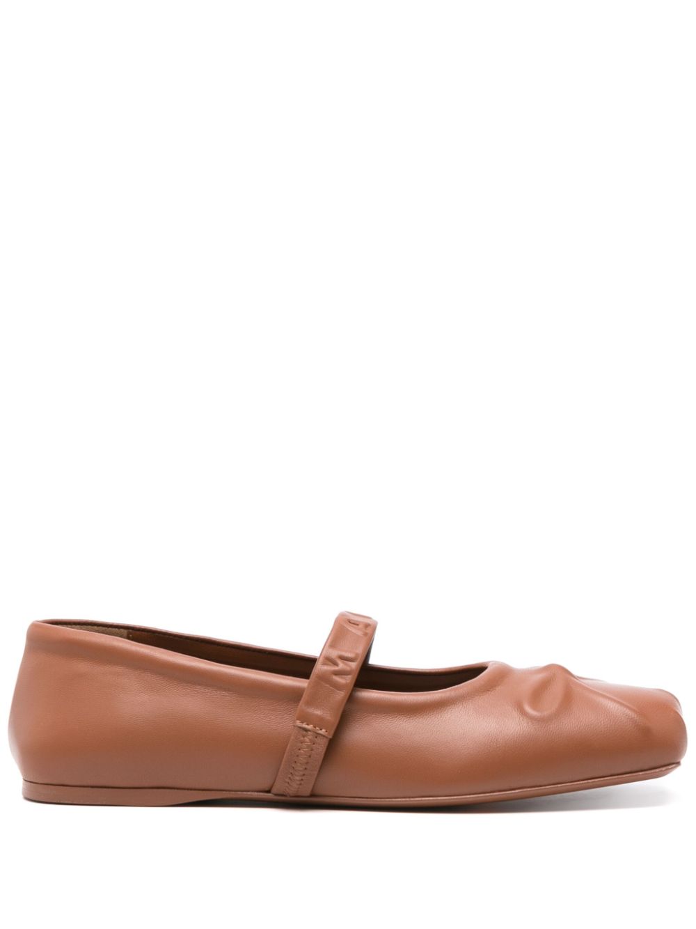 Marni logo-embossed ballet flats Brown