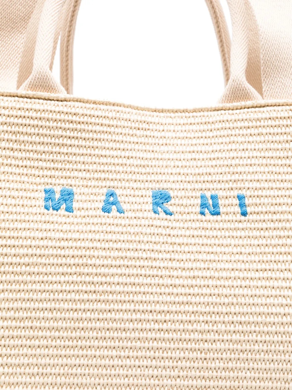 Shop Marni Logo-embroidered Tote Bag In Nude