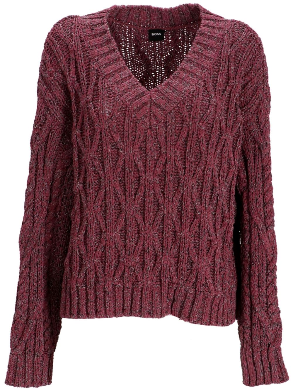 BOSS V-neck cable-knit sweater - Pink