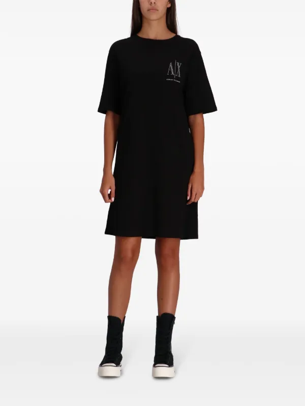 Armani Exchange Logo-print Women T-Shirt Dress - Black