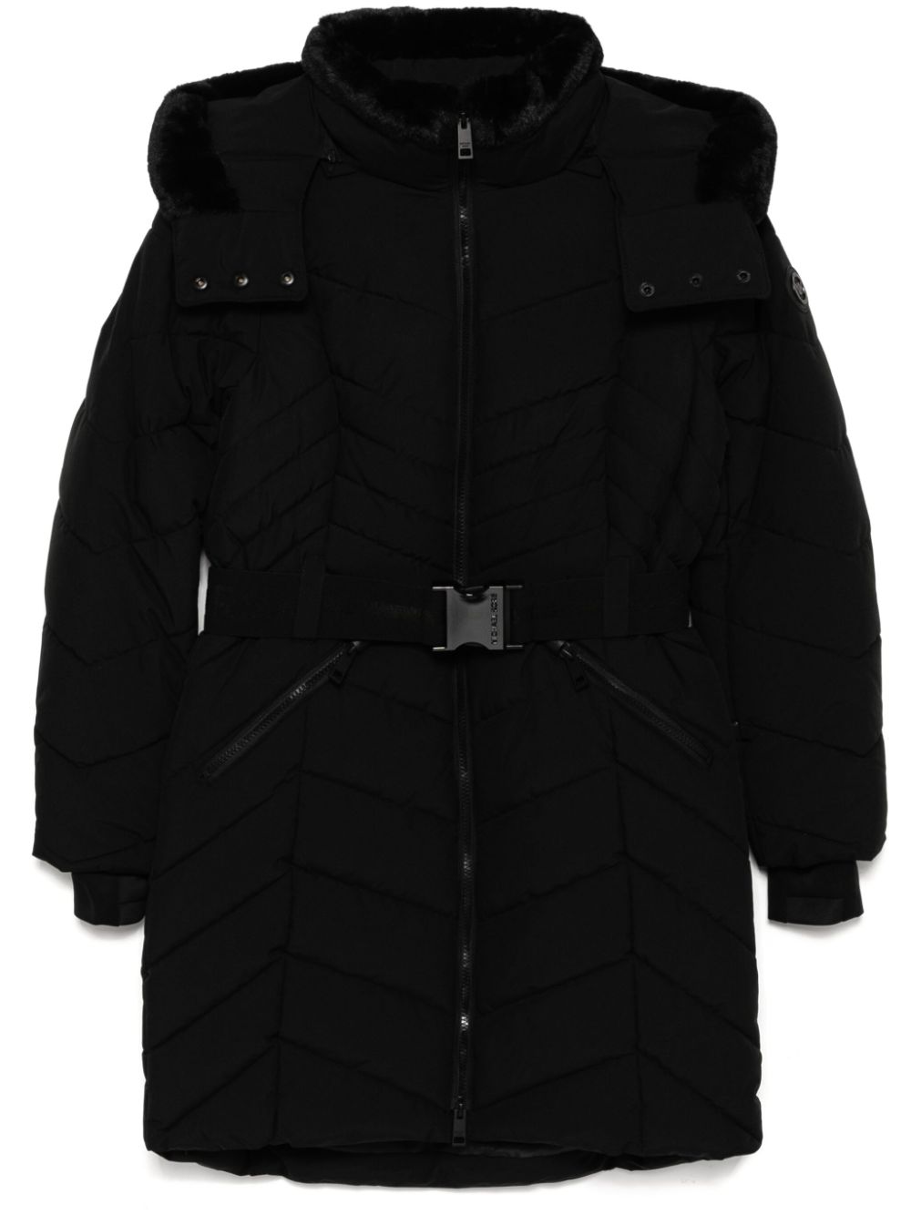 Chevron 3/4 belted scuba coat