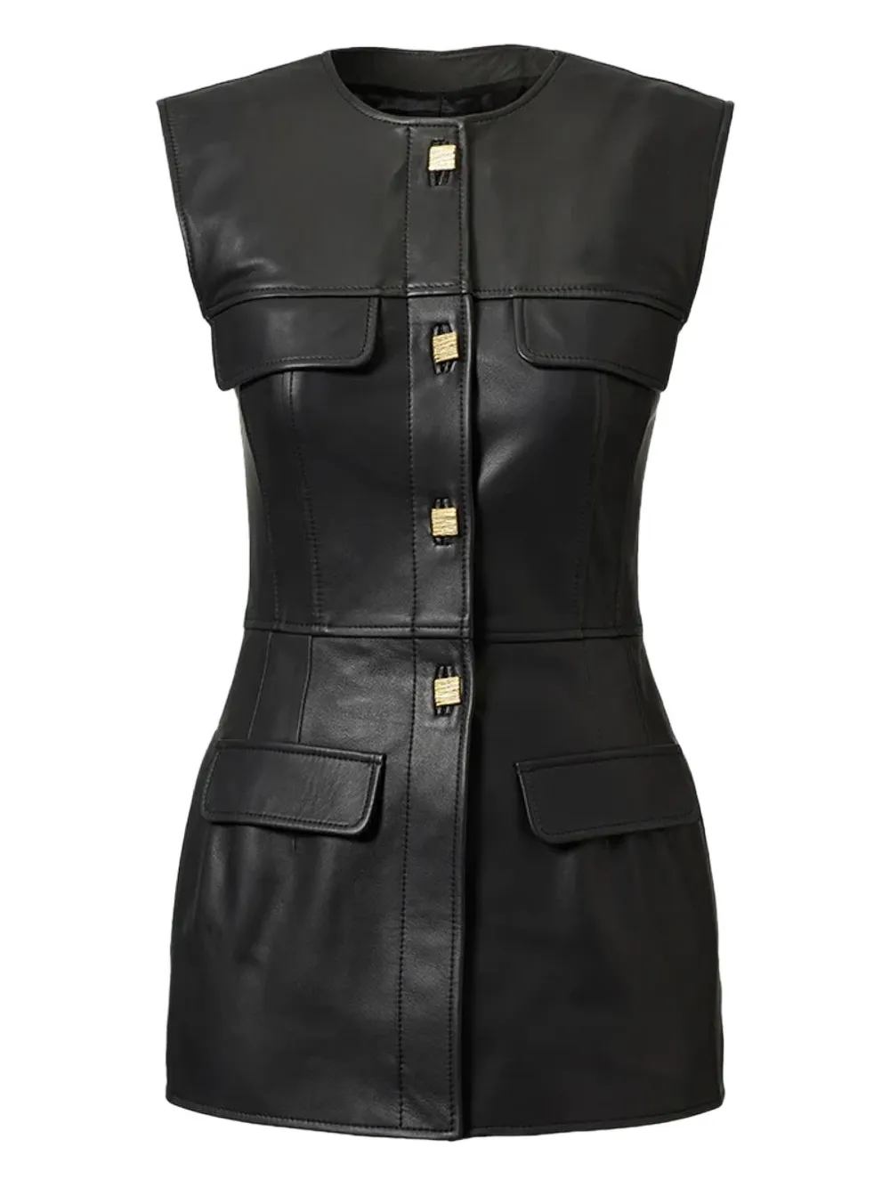 TOVE Gia buttoned leather blouse - Nero