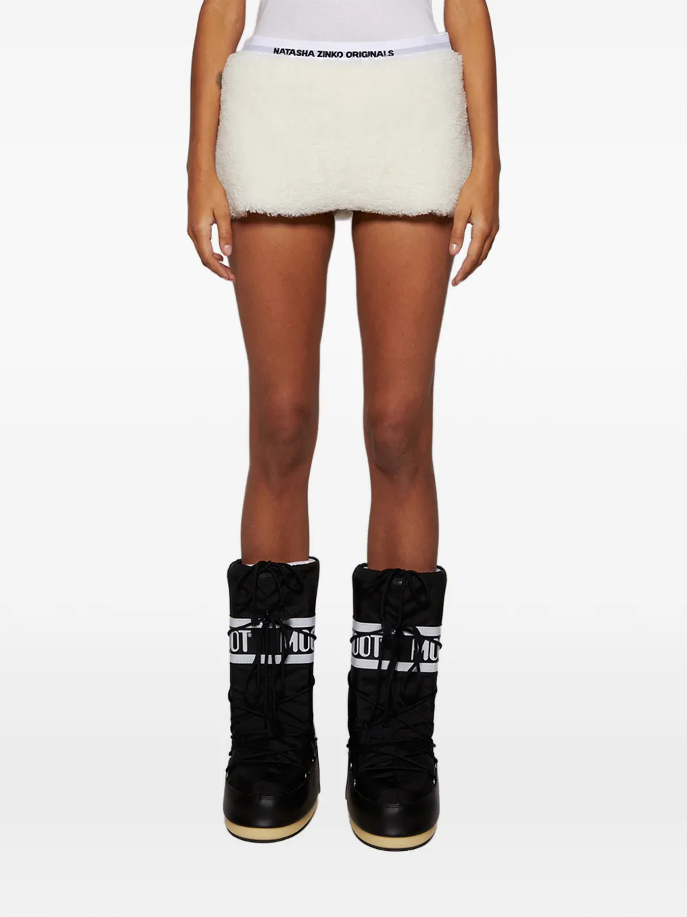 Natasha Zinko shearling mini skirt - Bianco