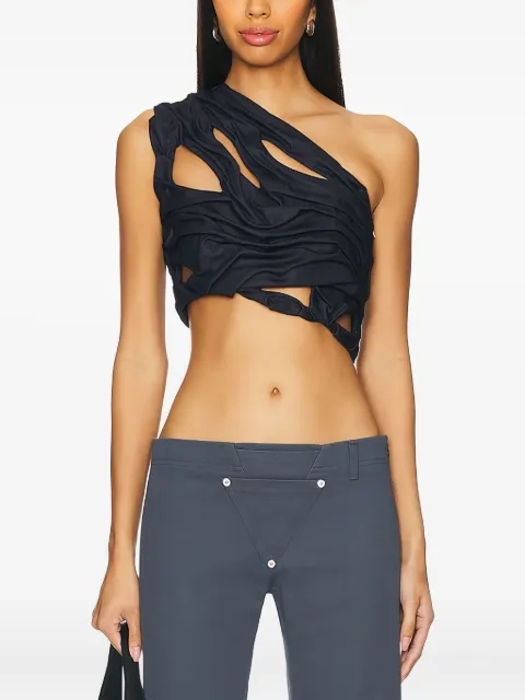 Di Petsa Eros draped one-shoulder cut-out crop top