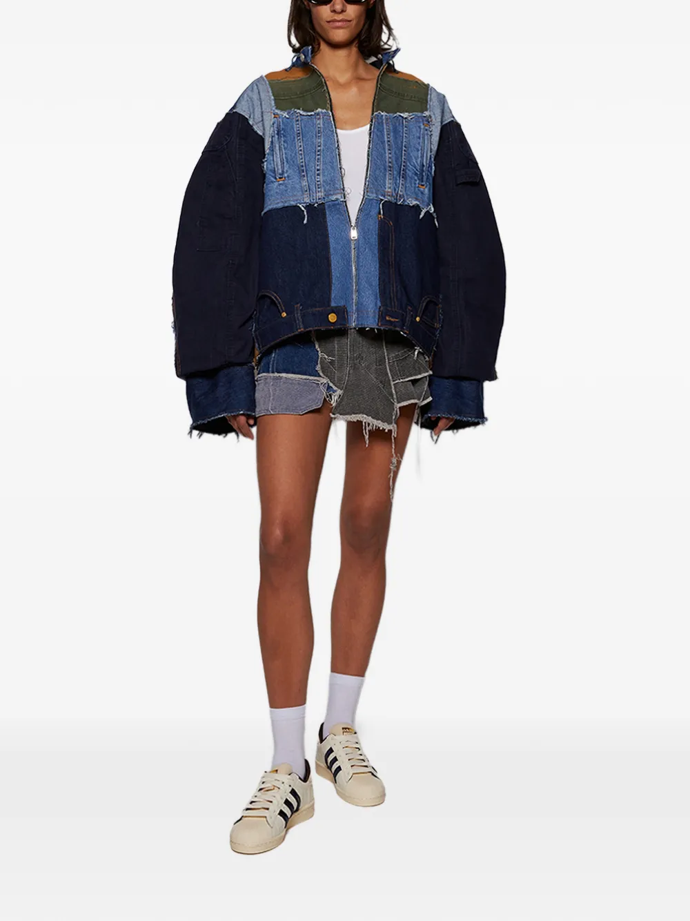 Natasha Zinko patchwork mini skirt - Grijs