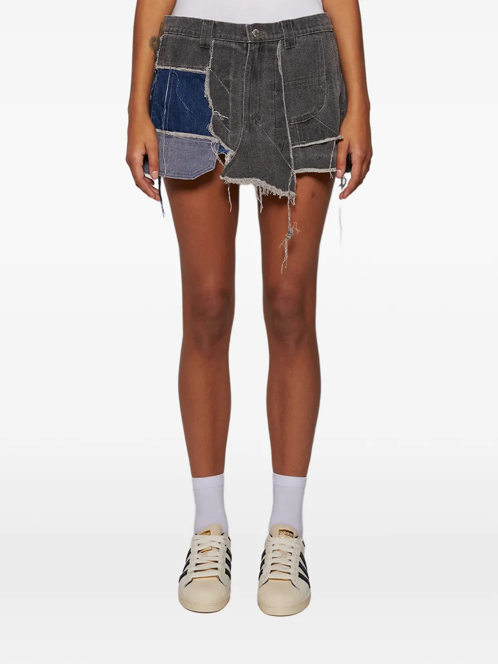  Natasha Zinko Patchwork Mini Skirt - Grey 