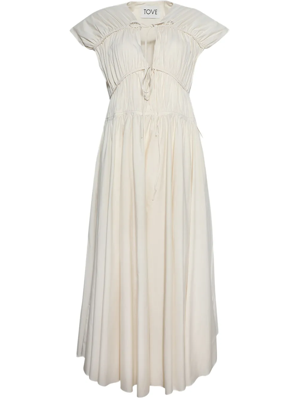 TOVE Abito midi con ruches - Bianco