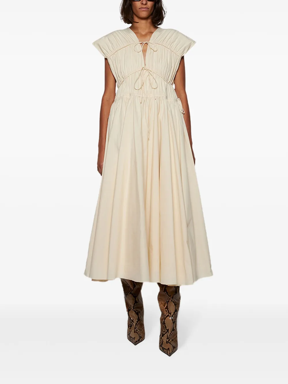 TOVE Midi-jurk met ruches - Wit