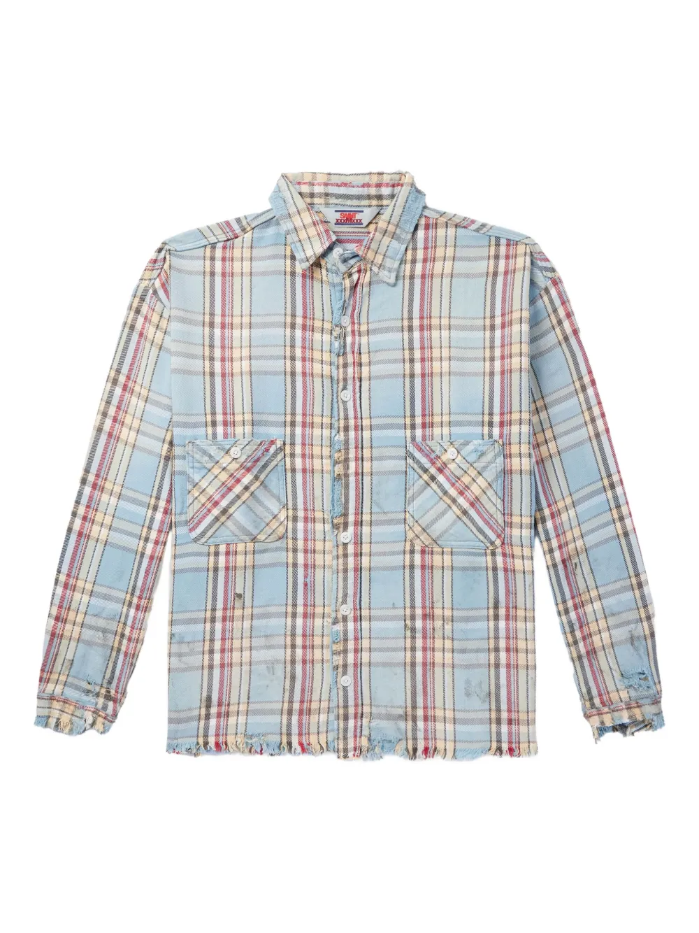 SAINT MXXXXXX frayed plaid shirt | Blue | Image 1
