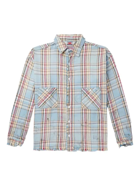 SAINT MXXXXXX frayed plaid shirt