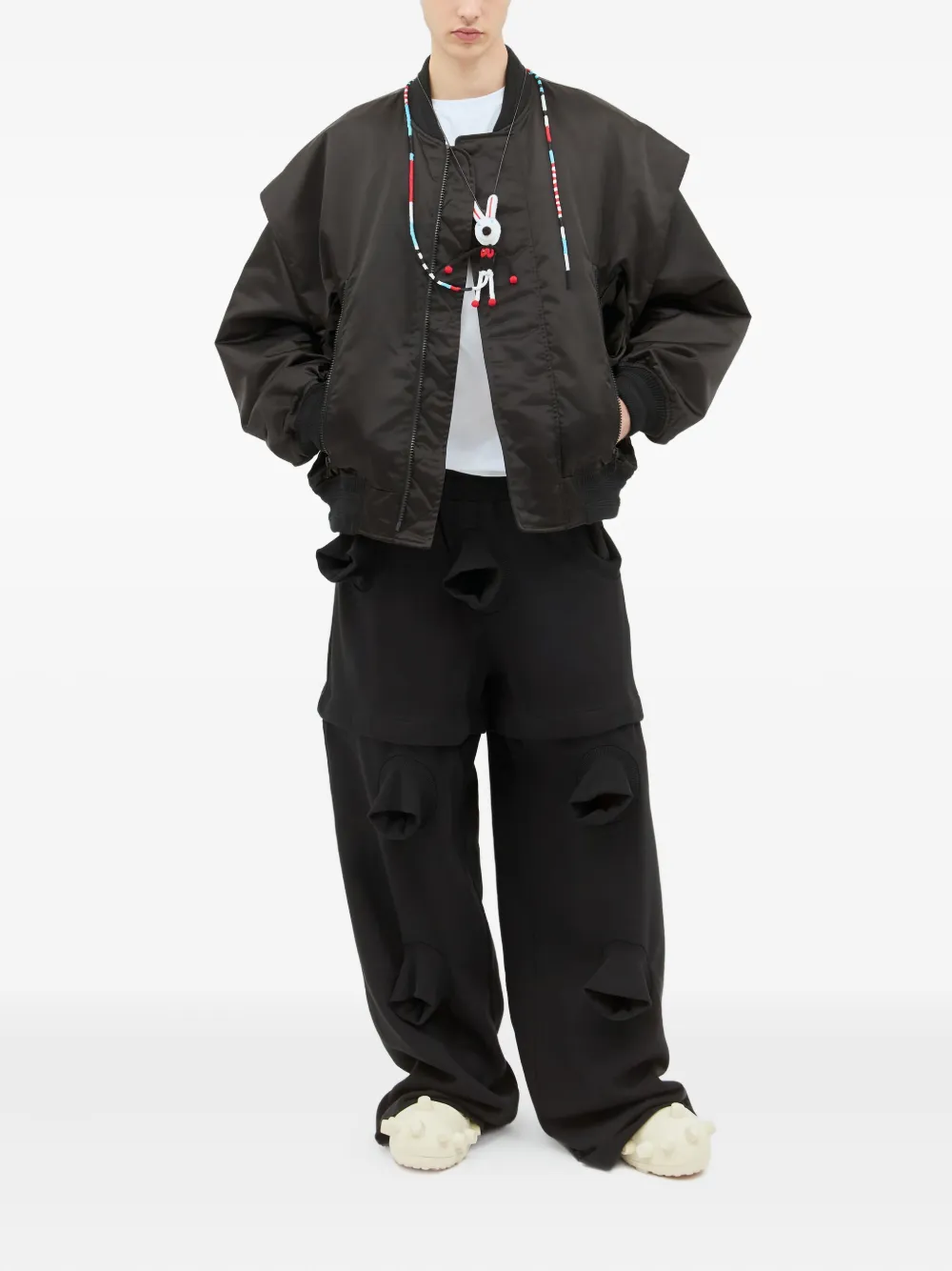 Walter Van Beirendonck Gelaagde broek met uitgesneden details Zwart