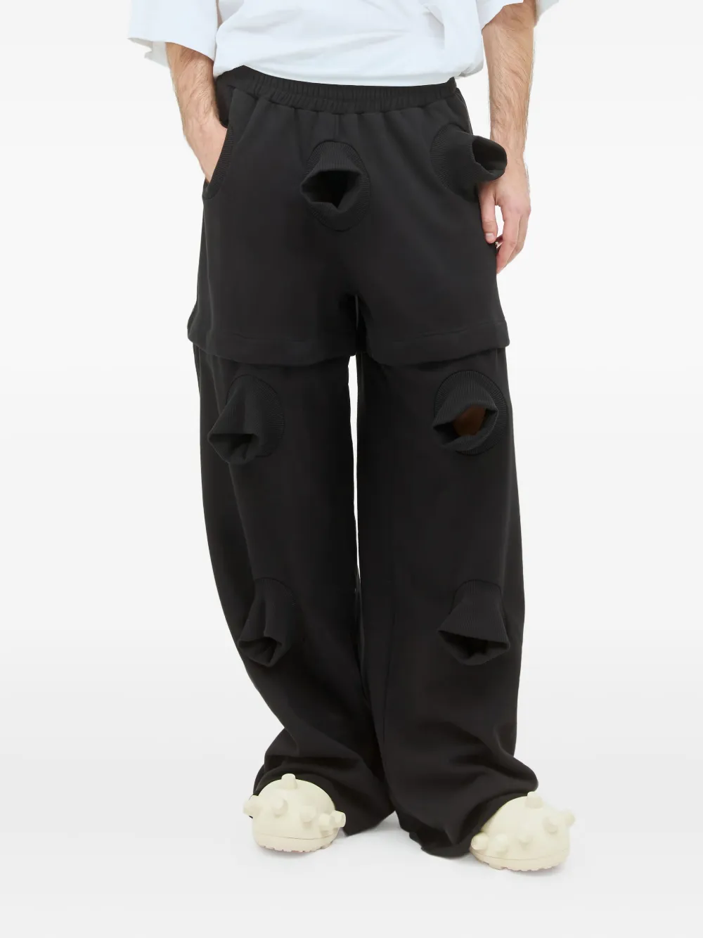 Walter Van Beirendonck Gelaagde broek met uitgesneden details Zwart