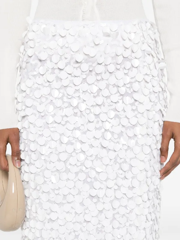 スカート P.A.R.O.S.H. White midi skirt with sequins P.A.R.O.S.H. Sequinned Midi Skirt | White | FARFETCH