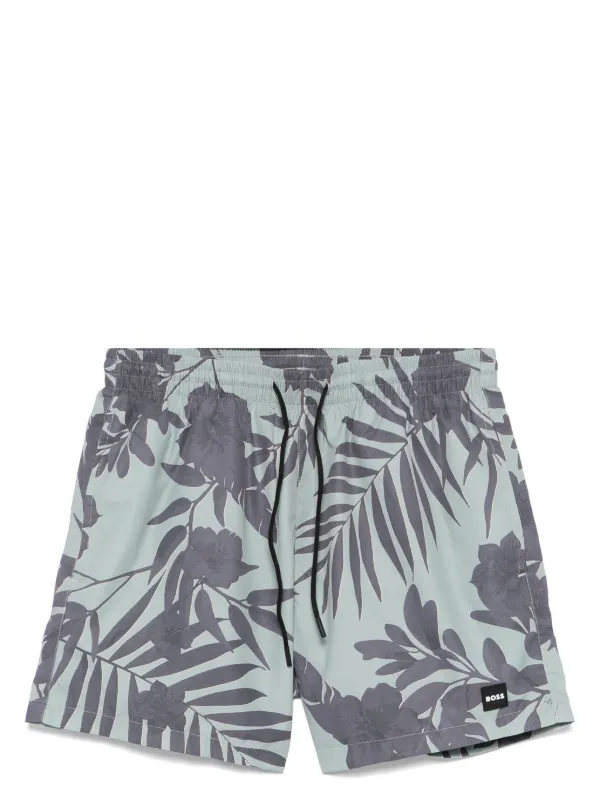 BOSS Shorts De Playa Con Estampado De Temporada Verde FARFETCH PE