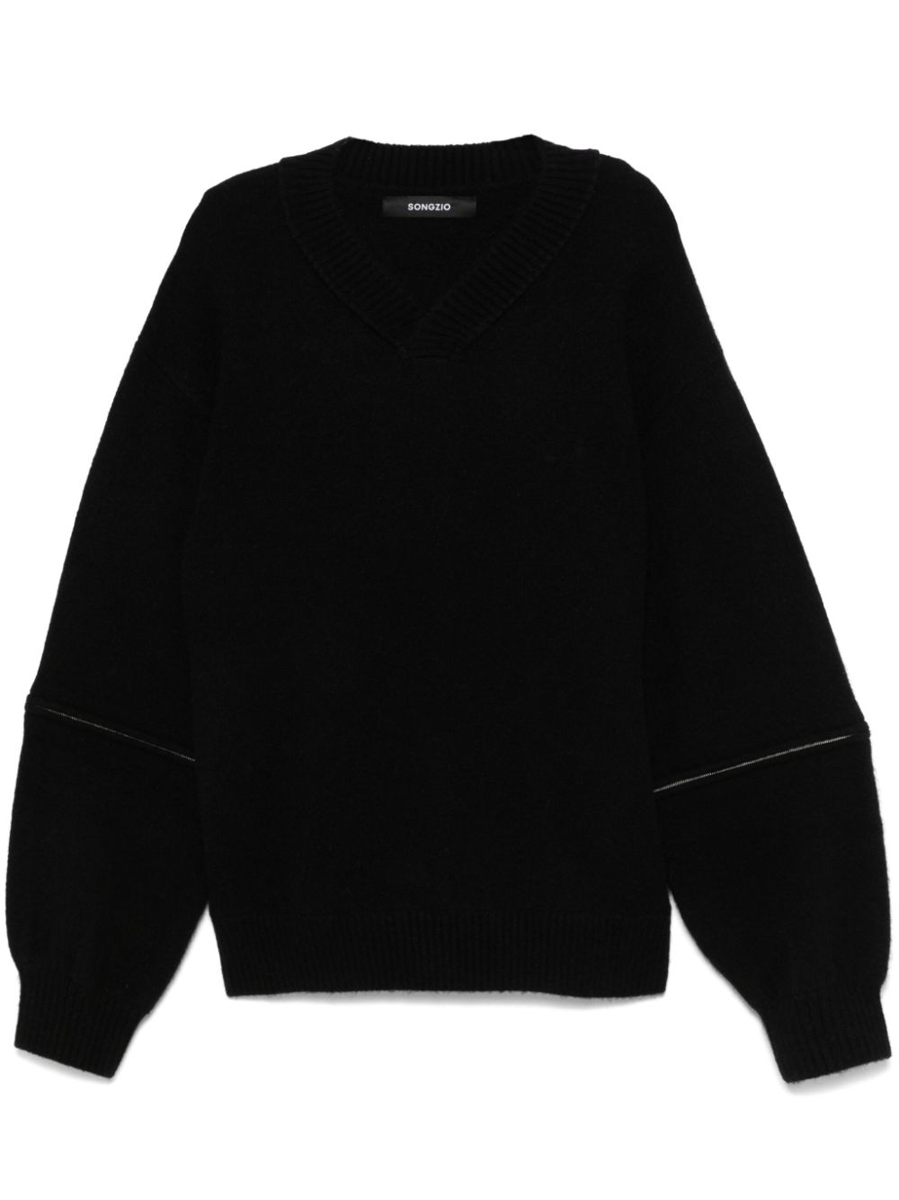 SONGZIO ribbed V-neck sweater - Black