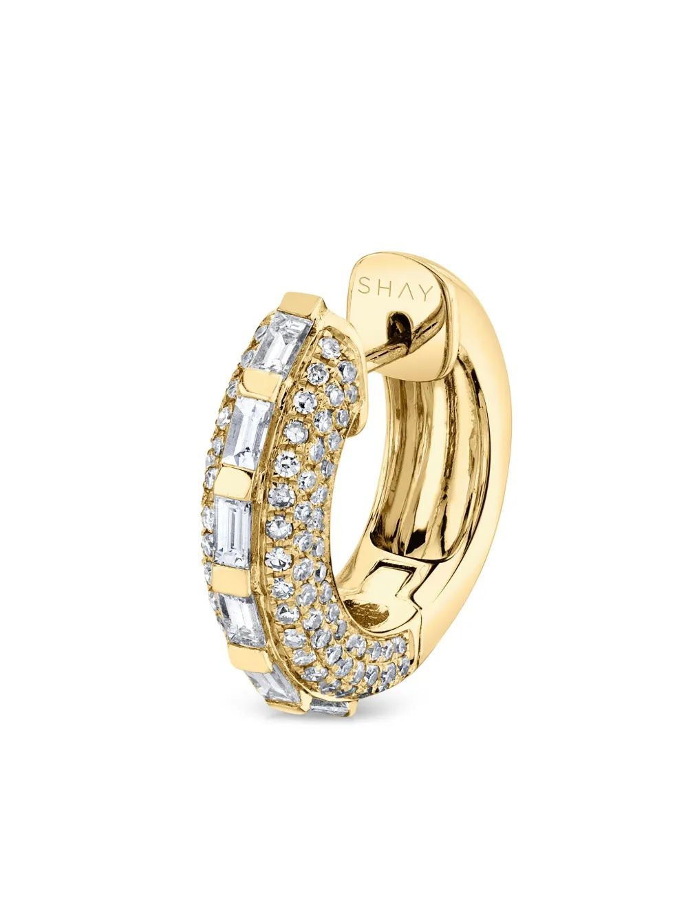 SHAY 18K yellow gold diamond huggie earrings | Image 2
