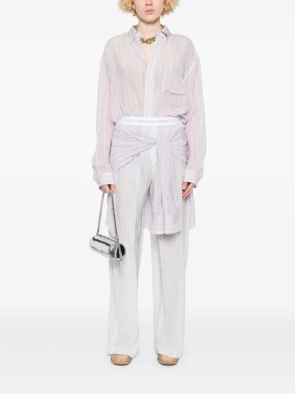 ★送関込み★Alexander Wang クロップド ロゴストライプ シャツ Alexander Wang ストライプ シャツ | パープル | FARFETCH JP