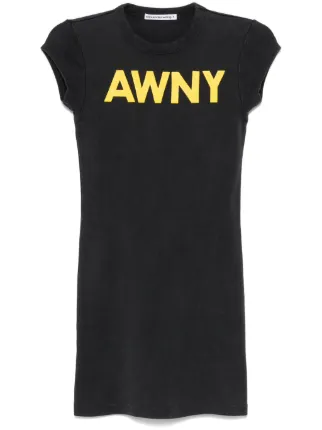 VIP【関税送料無料】希少 ALEXANDER WANG BLACK LOGO MINI DRESS Alexander Wang graphic-logo Mini Dress | Black | FARFETCH