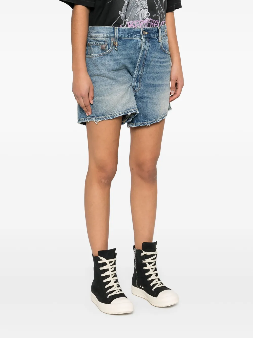 R13 Crossover denim shorts Blauw