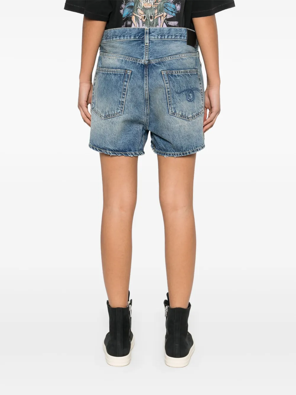R13 Crossover denim shorts Blauw