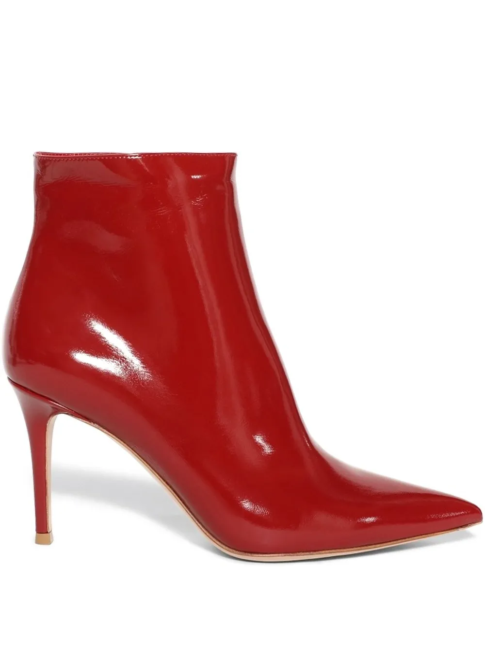 Gianvito Rossi patent leather pointed-toe boots Red