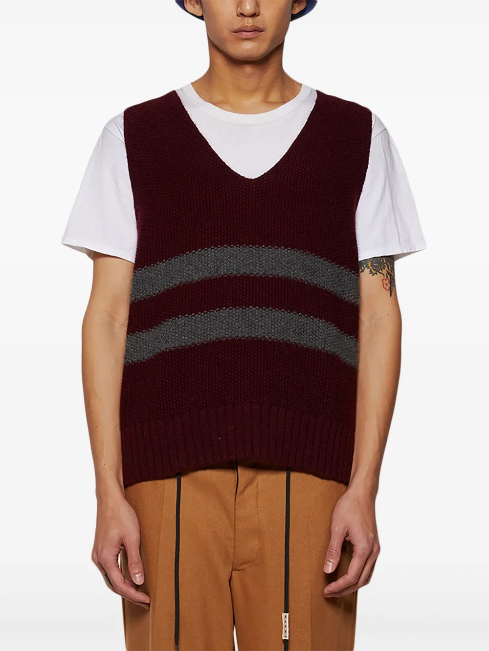 Bode Striped Vest In Brown