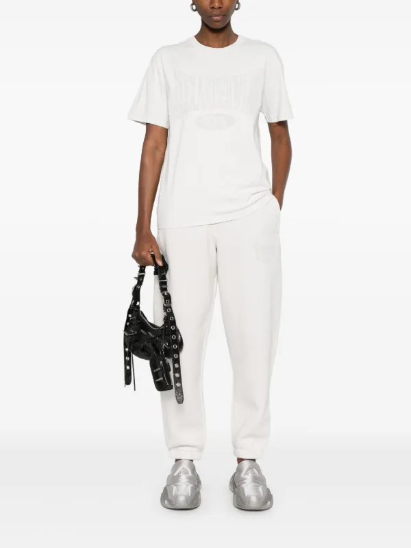 パンツ Alexander Wang Pants With Logo Print Alexander Wang Logo Elastic Waist Cotton Twill Wide Leg