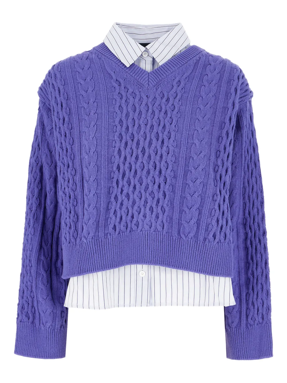cable-knit layered sweater