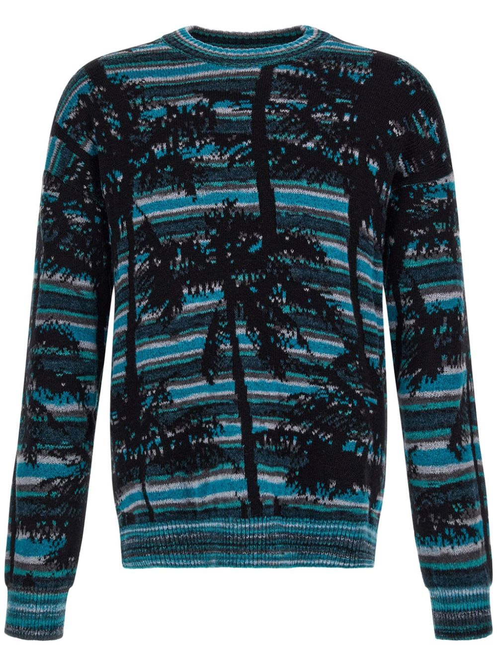 palm tree-intarsia sweater