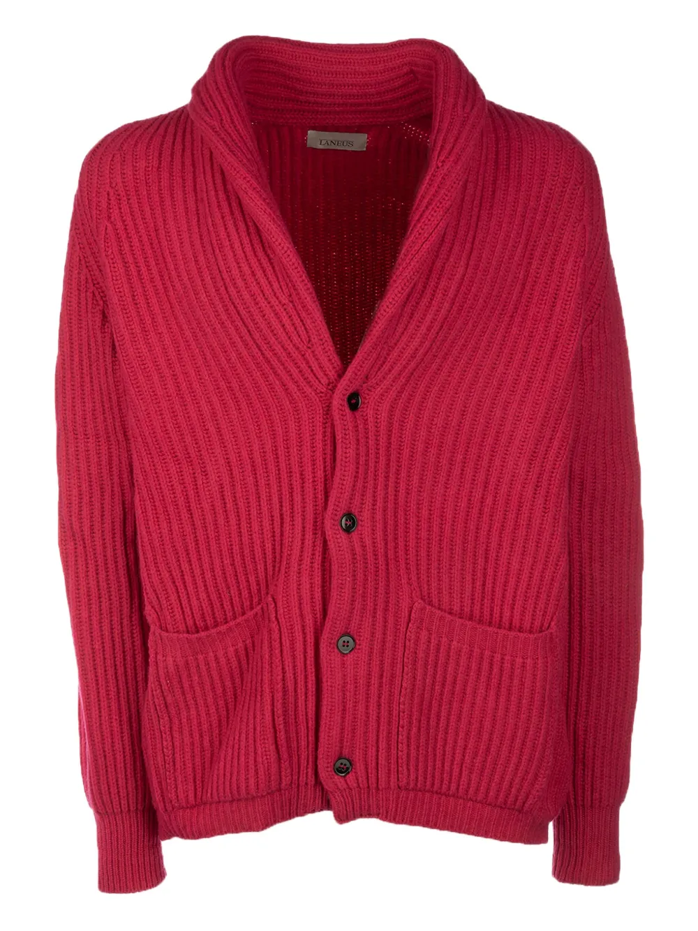 Laneus Collar Shawl Ribbed Texture Front Pockets In Pink