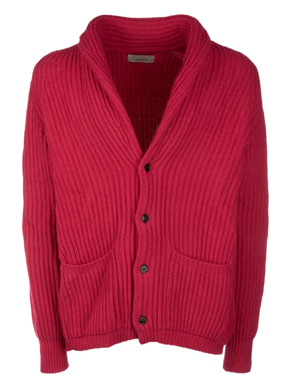 Laneus ribbed shawl-collar cardigan Rood
