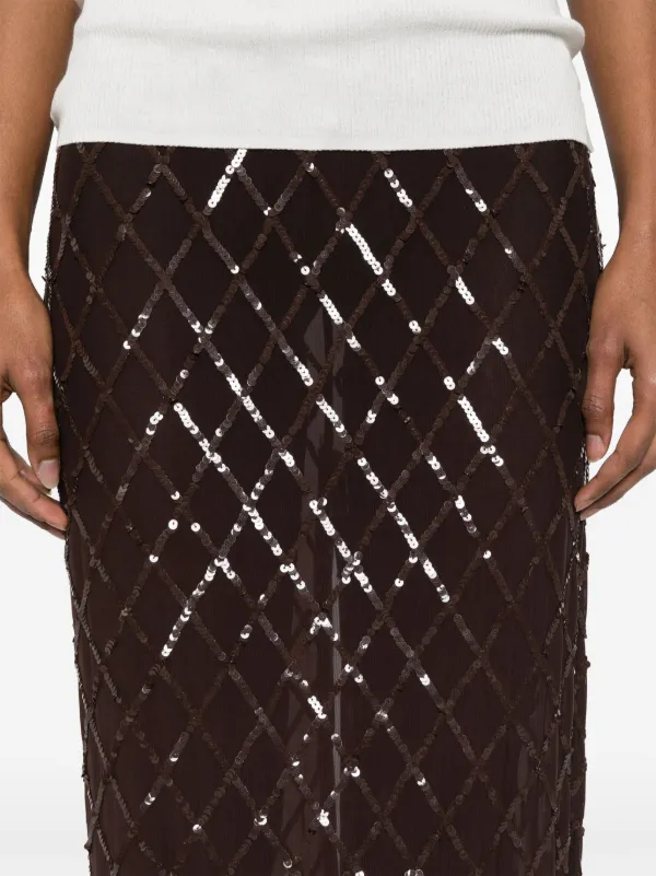 VIP【関税送料無料】希少 P.a.r.o.s.h. Long skirt with sequins P.A.R.O.S.H. Sequinned Maxi Skirt | Brown | FARFETCH JO