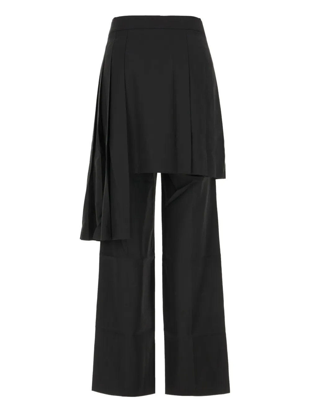 Juunj Pleated Overlay-skirt Detail Straight Trousers In Black