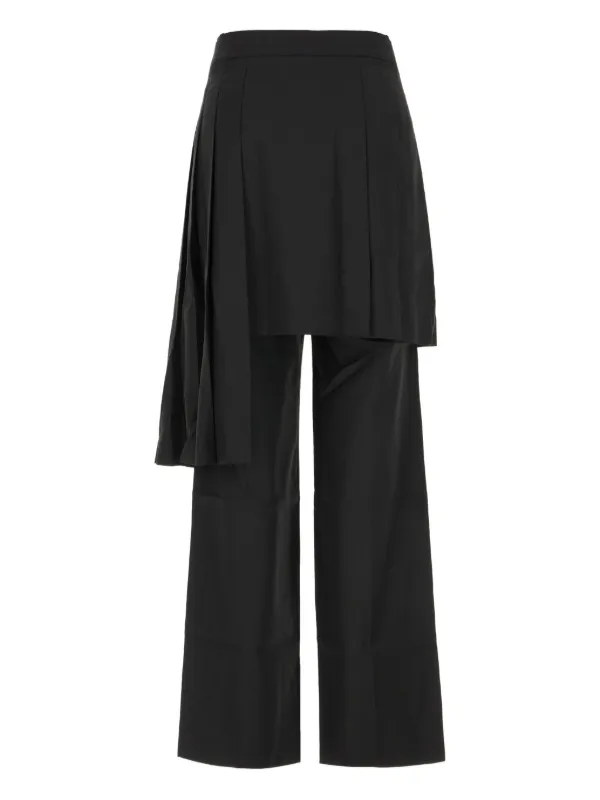 Juun.J Pleated overlay-skirt Detail Straight Trousers | Black