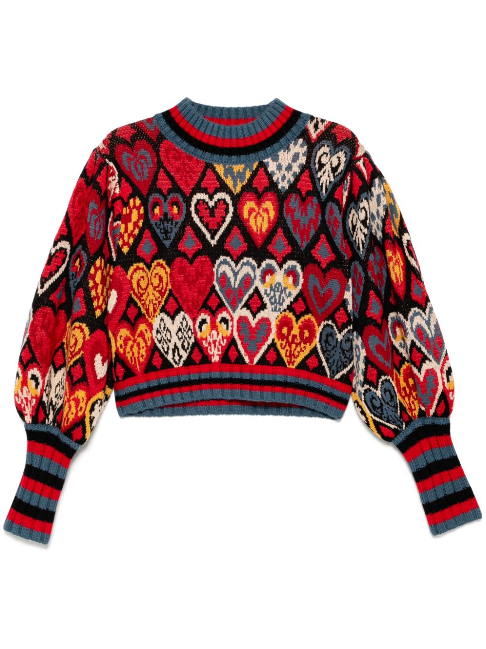 FARM Rio hearts ikat jumper - Red