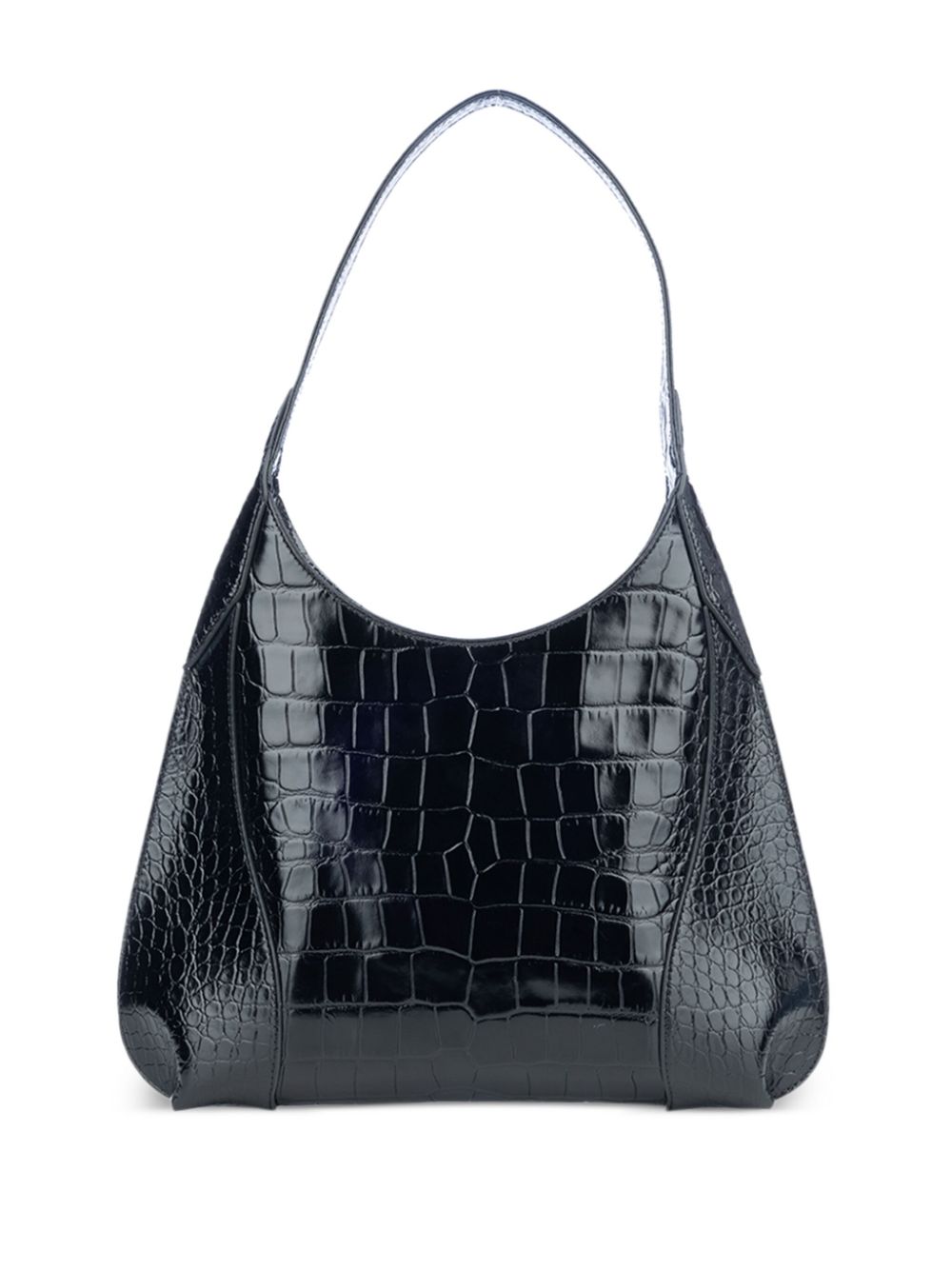 Rodo crocodile-embossed shoulder bag - Zwart