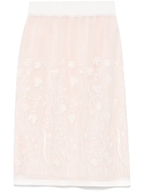 P.A.R.O.S.H. floral-embroidered midi skirt