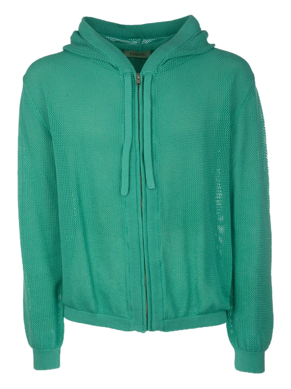 Laneus Drawstring Hooded Sweater Ribbed Cuffs In Green