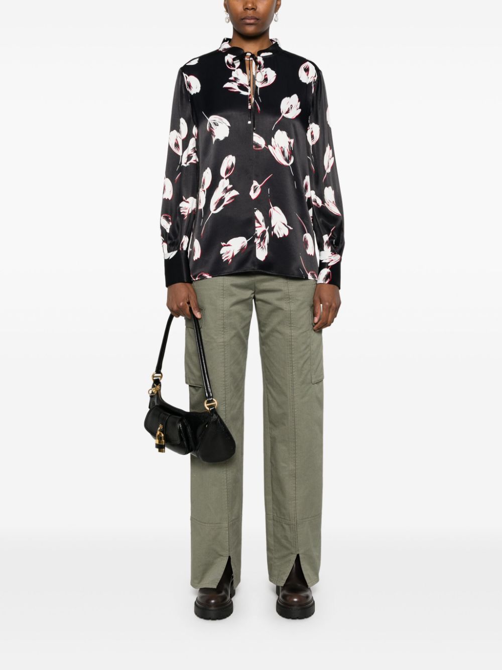 BOSS Shirt met bloemenprint - Zwart