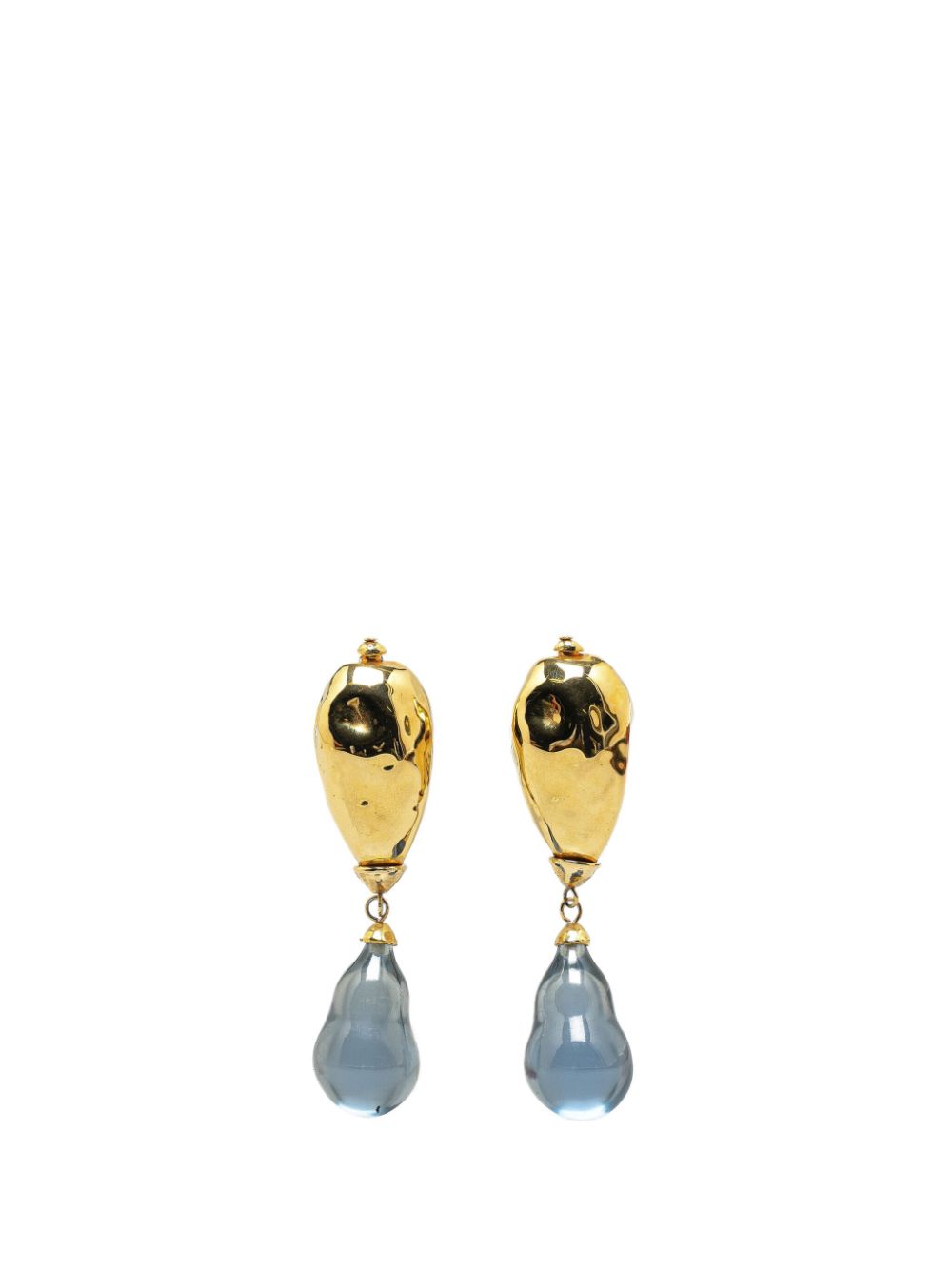 20th Century Gold Plated Resin Teardrop Clip On costume earrings