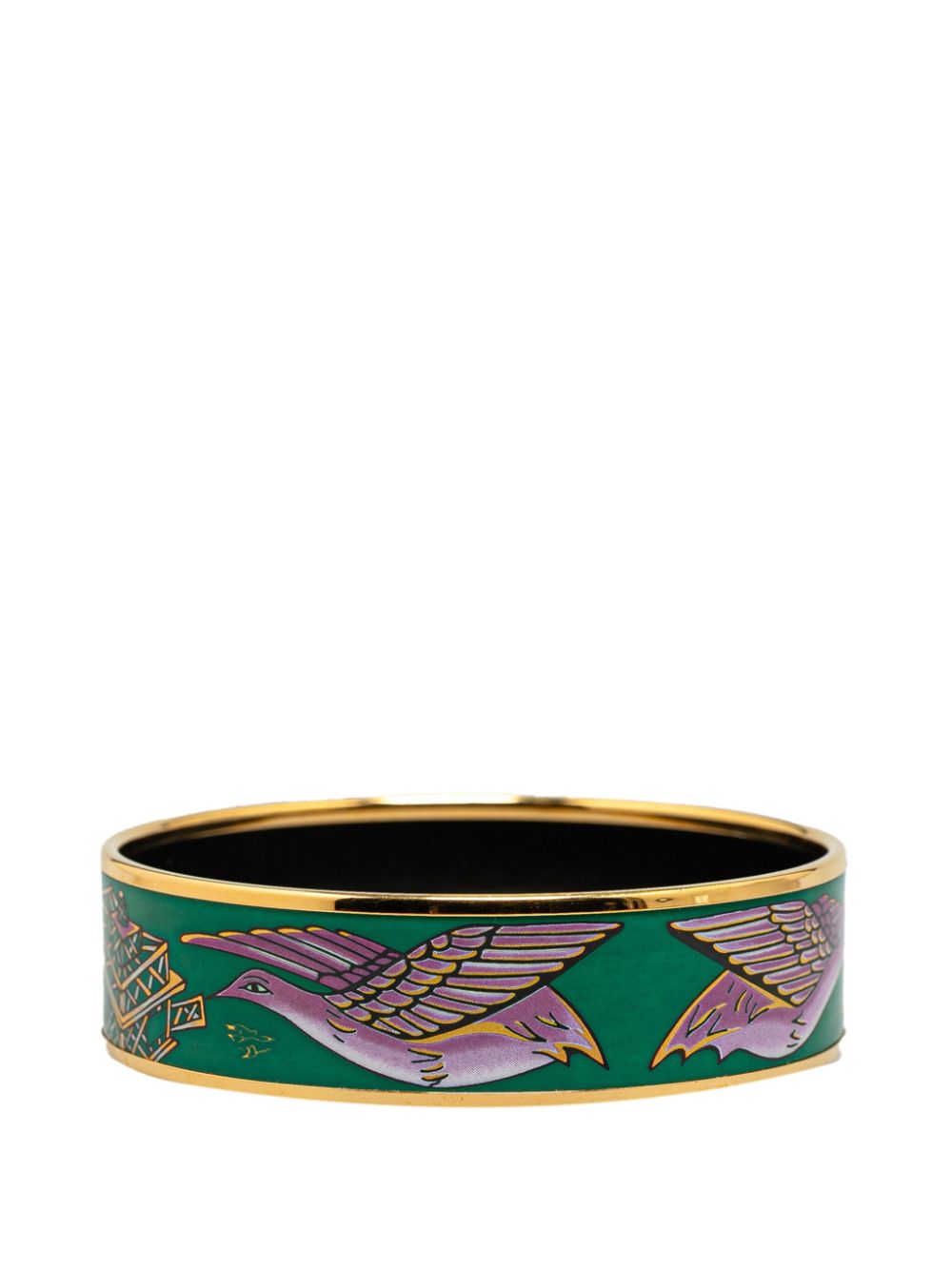 Hermès Pre-Owned 20th Century Wide Bird Print Enamel Bangle 70 costume bracelet - Groen