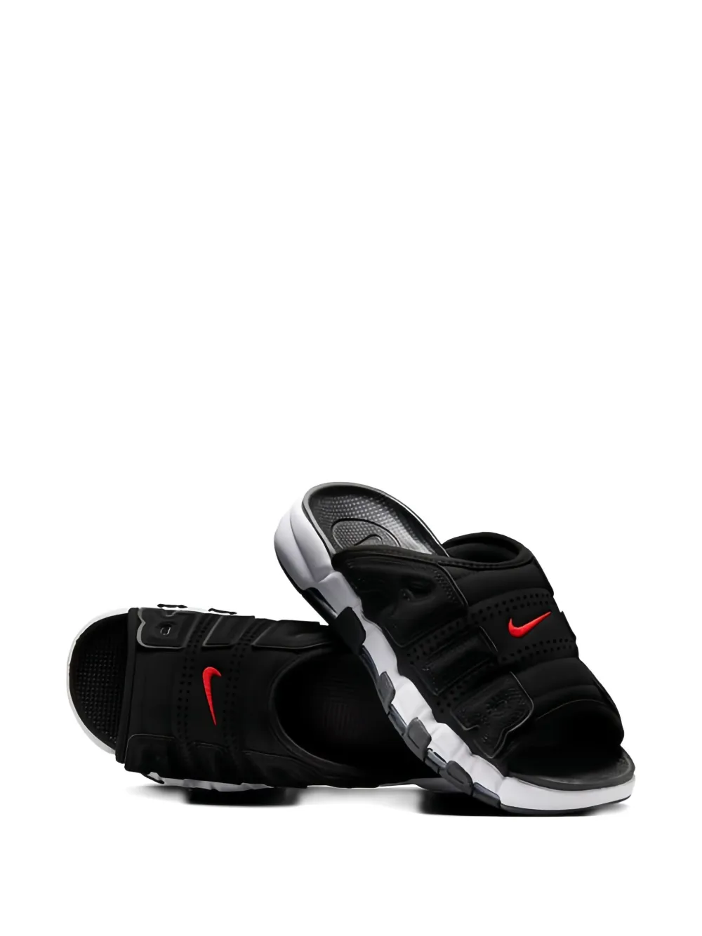 Nike Air More Uptempo "Black White Red" slides