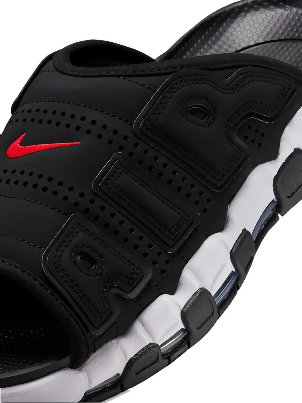 Nike Air More Uptempo "Black White Red" slides