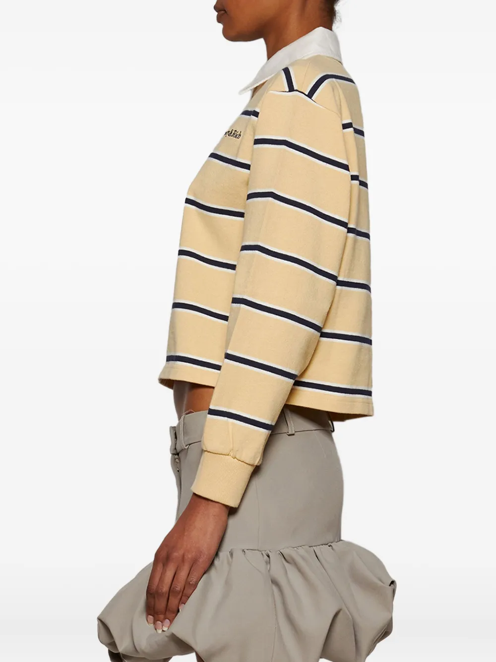 Sporty & Rich Serig cropped poloshirt met geborduurd logo Beige