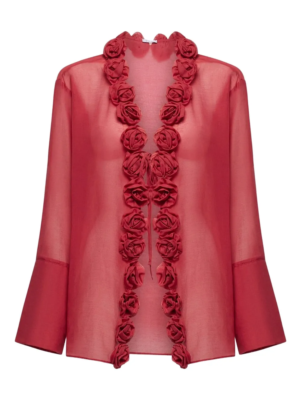 Oséree rose-embellished sheer blouse | Red | Image 1