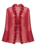 Oséree rose-embellished sheer blouse - Red