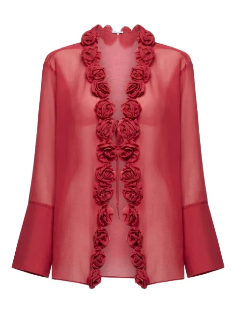 Oséree rose-embellished sheer blouse